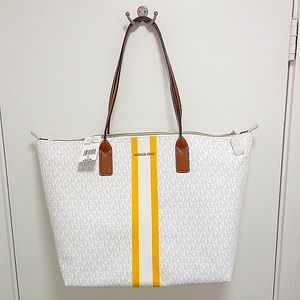 MICHAEL Michael Kors White Tote with Yellow Accent